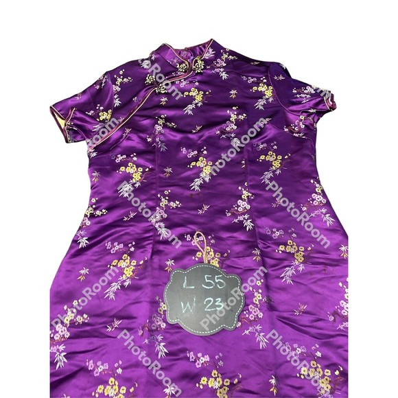 Mu lan Cheongsam Qipao purple Chinese Floral pattern Dress xxl - Picture 6 of 11
